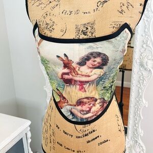 New York Couture Cottagecore Reconstructed Victorian Kid Print Boned Corset Top